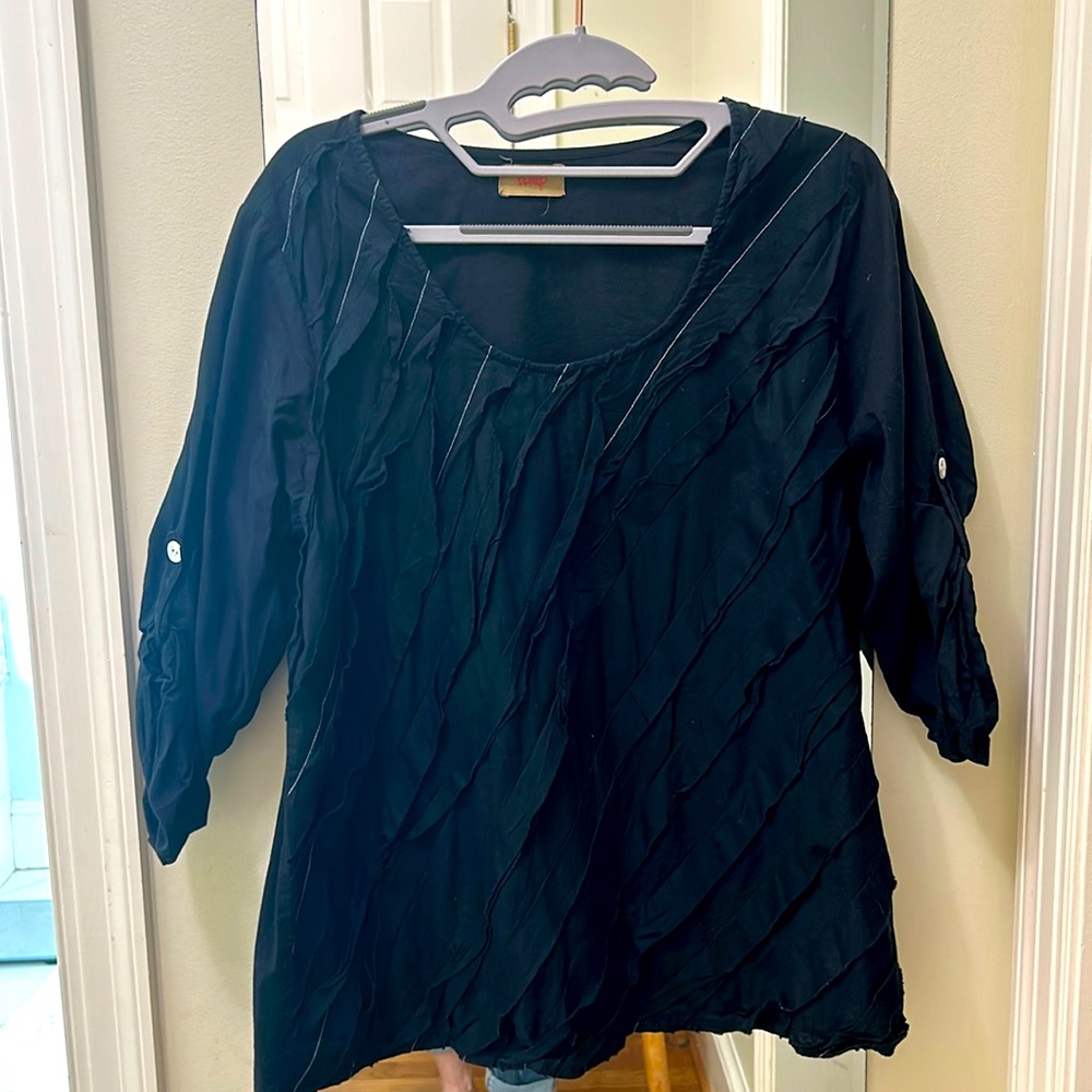 Tulip A line pleated cotton shirt
